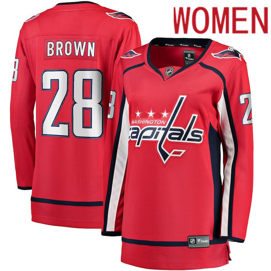 Women Washington Capitals #28 Connor Brown Fanatics Branded Red Home Breakaway Player NHL Jersey